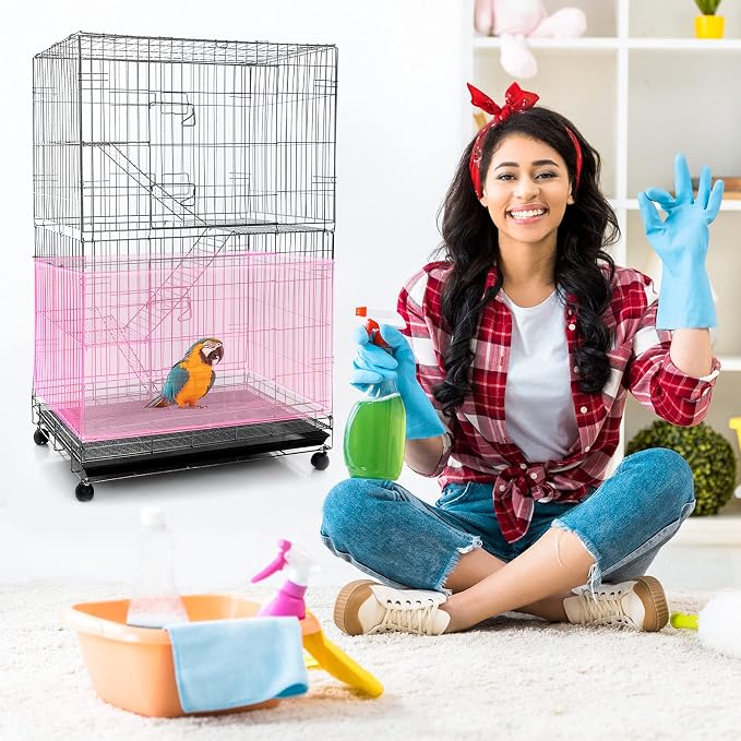 Shappy Large Bird Cage Seed Catcher, Bird Cage Cover Net Skirt Guard, - Image 7