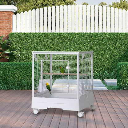 Garvee Small Bird Cage with Playground Stand, 44in White Travel Bird Cage - Image 7