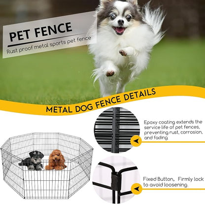 FDW 24 Inch Dog Pen 8 Panel Dog Playpen Indoor Outdoor Metal Puppy Pet Fence - Image 2