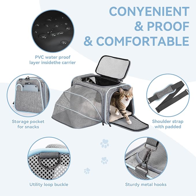 Petsfit Small Cat Carrier Soft Airline Approved Expandable Carrier - Image 6