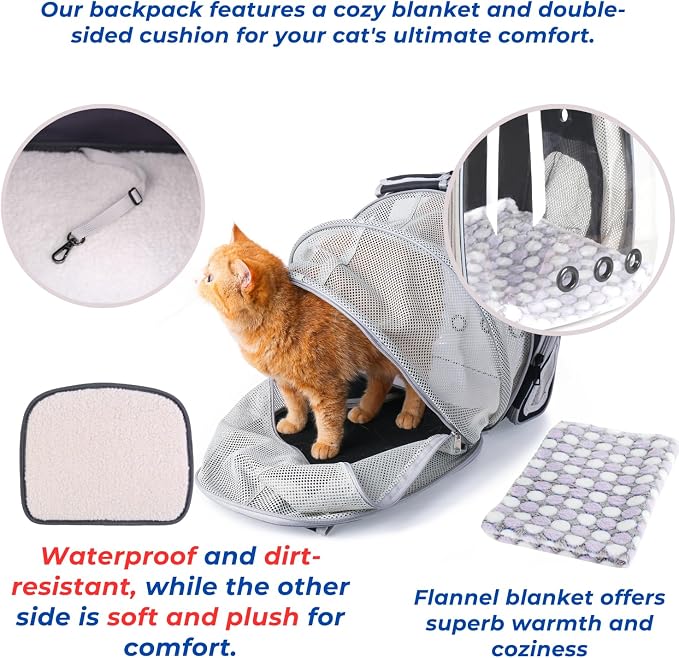 Lollimeow Cat Carrier Backpack, Expandable Bubble Pet Carrier - Image 6