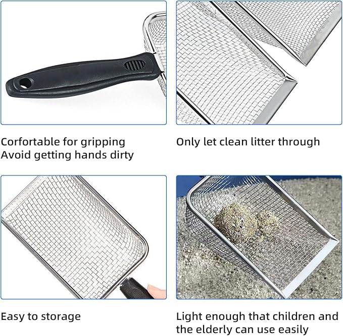 Cat Litter Scoop, Stainless Steel Mesh Scoop Away Cat Litter, Kitty Litter - Image 5