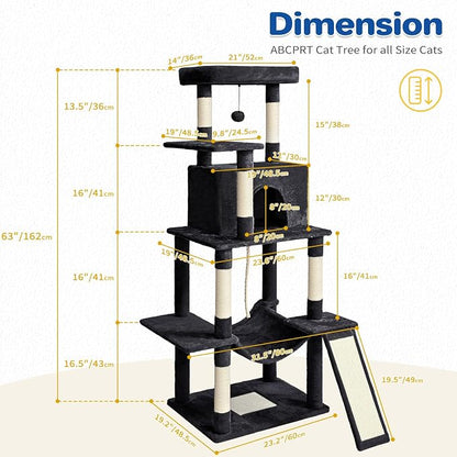 Cat Tree Tower 63in Multi-Level Cat Tower - Image 9