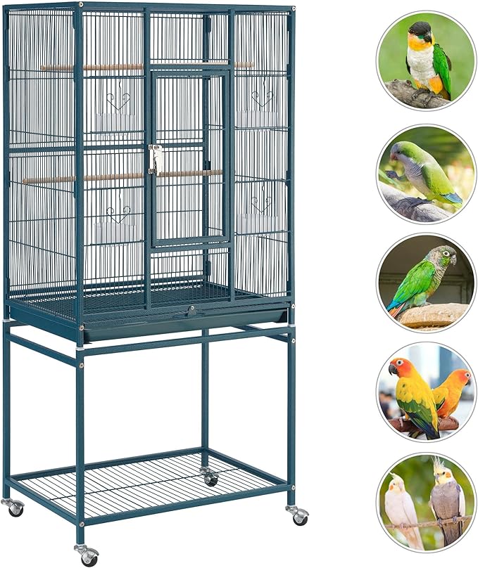Yaheetech 54inch Metal Large Parrot Parakeet Flight Bird Cage w/Rolling Stand - Image 4