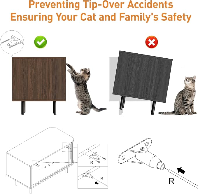 Cat Litter Box Enclosure with Cat Scratch Pad, Sliding Door, 37.4" Litter Box - Image 9