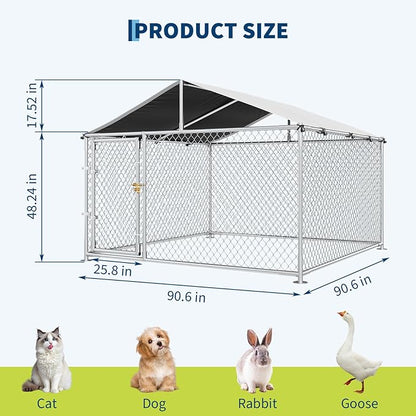 Large Dog Kennel Outdoor with Roof Heavy Duty Dog Enclosure Outside Pet Fence - Image 6