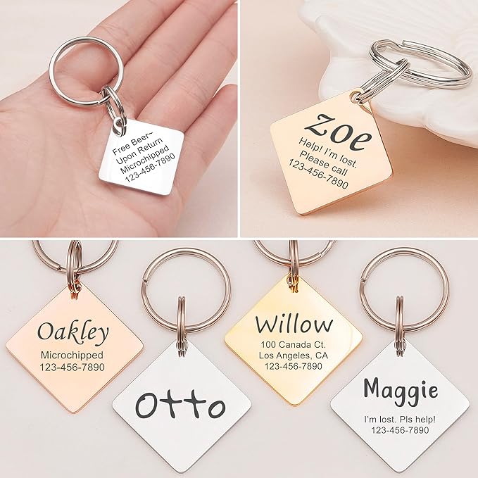 Anavia Personalized Pet ID Tags, Stainless Steel Glossy Laser Engraved Dog Cat - Image 3