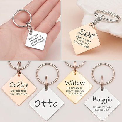 Anavia Personalized Pet ID Tags, Stainless Steel Glossy Laser Engraved Dog Cat - Image 3