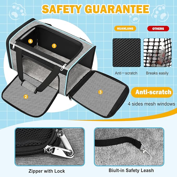 HUANLANG Soft-Sided Cat Carrier Airline Approved, Dog Carriers - Image 4