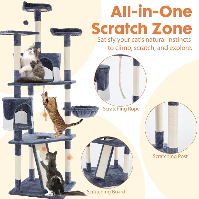 DUMOS Tall 79in Cat Tree Tower, Large Multi Level Cats Climbing Tower - Image 4