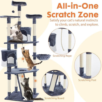 DUMOS Tall 79in Cat Tree Tower, Large Multi Level Cats Climbing Tower - Image 4