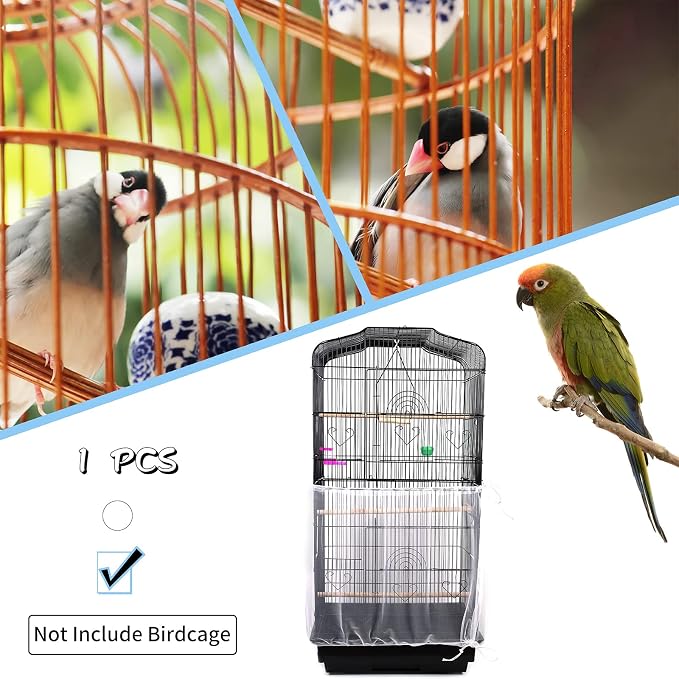 Daoeny Universal Bird Cage Cover, Adjustable Parrot Nylon Airy Soft Mesh Net - Image 6