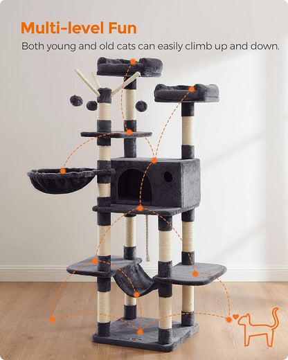 FEANDREA Cat Tree, Large Cat Tower, 64.6 Inches, Cat Activity Center - Image 4