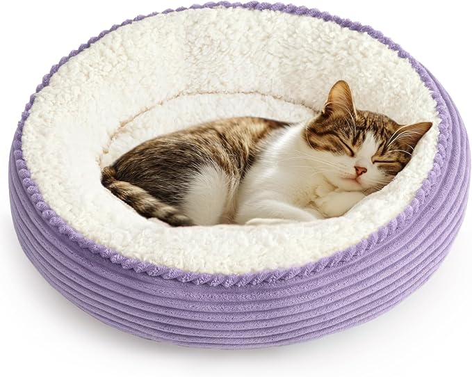 Love's cabin Round Donut Cat and Dog Cushion Bed, 20in Pet Bed by Lovescabin