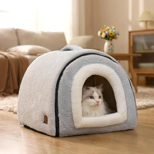 Cat Bed for Indoor Cats，Foldable cat cave，Anti-Slip & Water-Resistant - Image 2