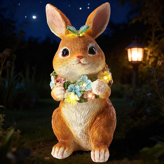 Solar Garden Statues Outdoor Easter Bunny Decorations by ZhiYo-GD