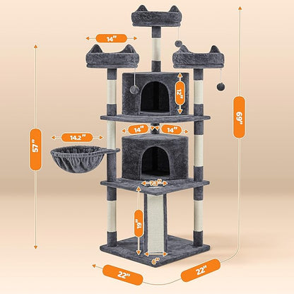 Yaheetech | 68.5in Cat Tree | for Large Cats | Multi-Level Cat Tower - Image 7