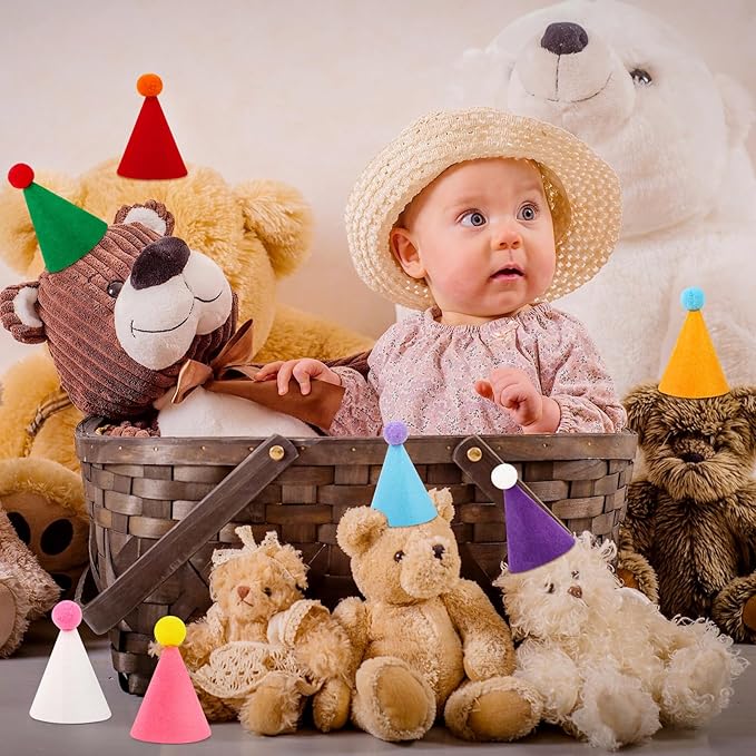 10 Pcs Mini Birthday Party Hats Multicolor Lovely Cone Hats - Image 3