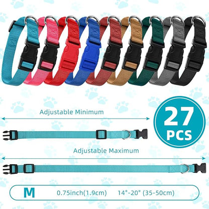 Amylove 27 Pcs Dog Collar Bulk Adjustable Nylon Puppy Collar - Image 2
