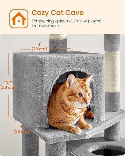 Feandrea Cat Tree, 59.5-Inch Tall Cat Tower, Plush Multi-Level Condo - Image 6