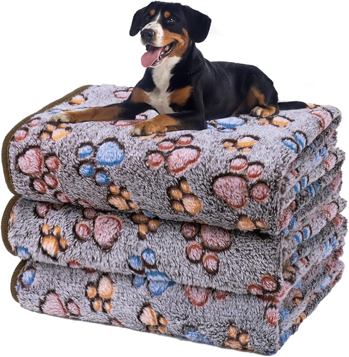 Dono 1 Pack 3 Dog Blankets, Soft Fluffy Fleece Pet Blanket Warm Sleep Mat Paw by Dono