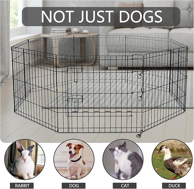 PETIME Foldable Metal Dog Exercise Pen/Pet Puppy Playpen Kennels Yard Fence - Image 7