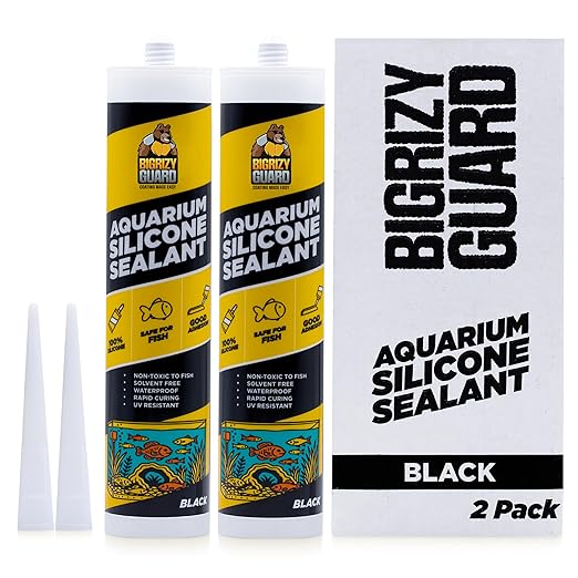 Aquarium Silicone Sealant Black 2x10.14 Fl oz Cartridge by BIGRIZYGUARD