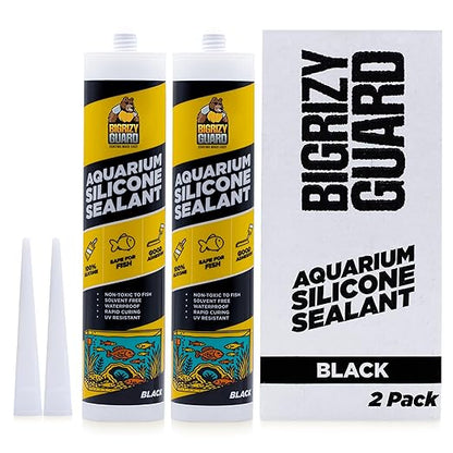 Aquarium Silicone Sealant Black 2x10.14 Fl oz Cartridge by BIGRIZYGUARD