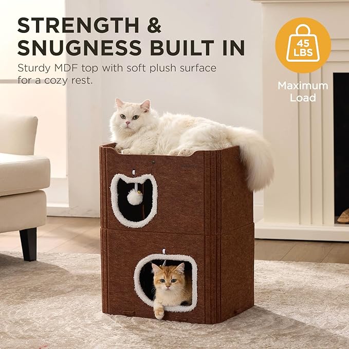 Joydeco Cat House for Indoor Cats, 2 Story Scratch Resistant Felt Cat Condo - Image 4
