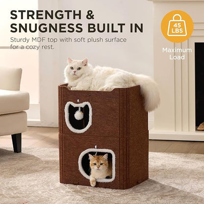 Joydeco Cat House for Indoor Cats, 2 Story Scratch Resistant Felt Cat Condo - Image 4