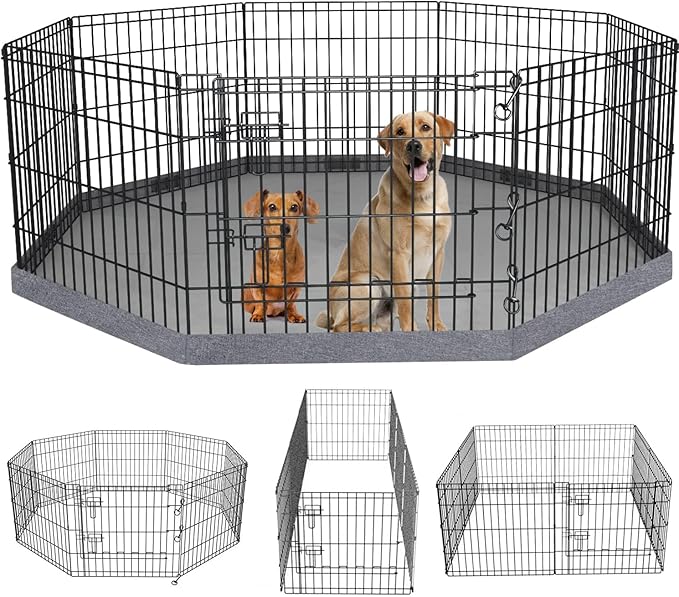 PETIME Foldable Metal Dog Exercise Pen/Pet Puppy Playpen Kennels Yard Fence by PETIME