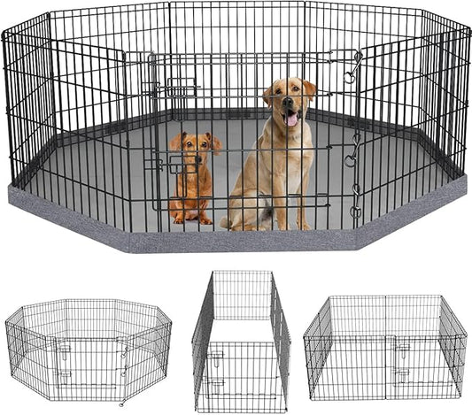 PETIME Foldable Metal Dog Exercise Pen/Pet Puppy Playpen Kennels Yard Fence by PETIME