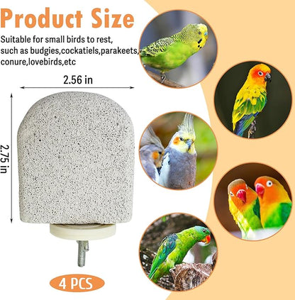 PINVNBY 4 PCS Bird Perch Stands Parrot Calcium Perch Beak Grinding Stone Foot - Image 2