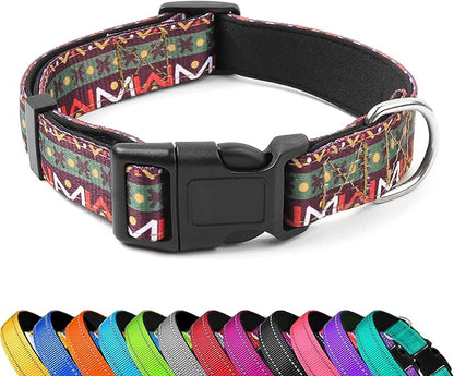 Reflective Dog Collar, Adjustable Soft Neoprene Padded Nylon Pet Collars by PWOD