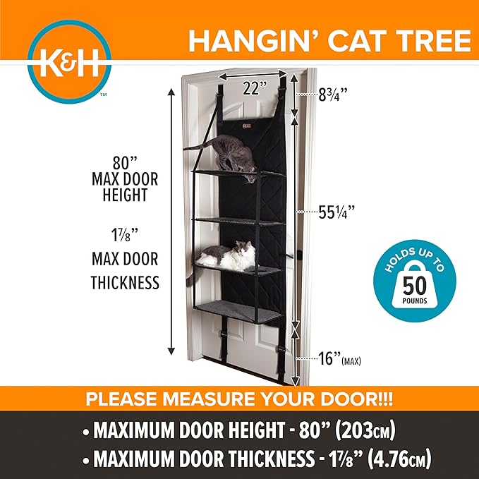 K&H Pet Products Hangin Cat Tree Door Mounted Cat Furniture, Space Saving - Image 2