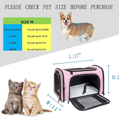 Soft Sided Carrier for Small Medium Cats Dogs, TSA Airline Approved Collapsible - Image 4