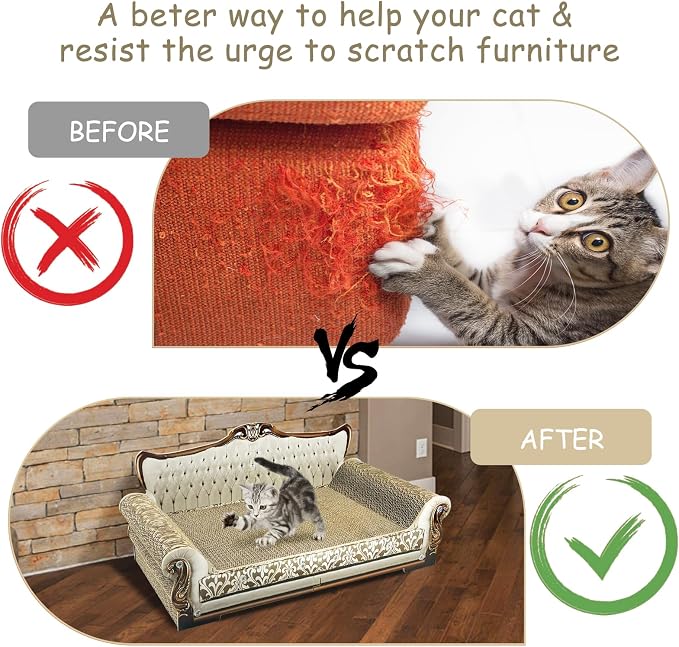 Luxury Cardboard Cat Scratcher Sofa Bed, Couch Shaped Scratching Board - Image 5