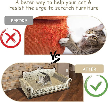 Luxury Cardboard Cat Scratcher Sofa Bed, Couch Shaped Scratching Board - Image 5