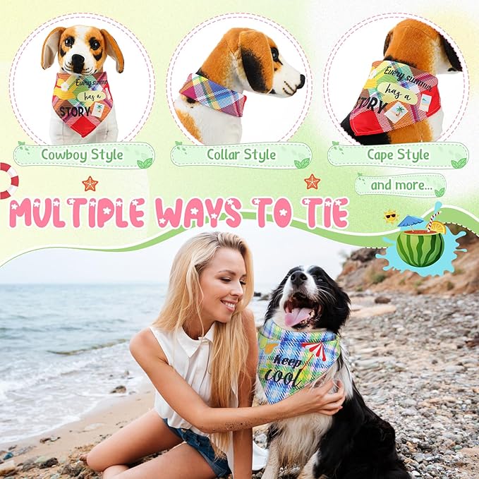 Sweetude 100 Pcs Summer Plaid Dog Bandana Bulk - Image 6