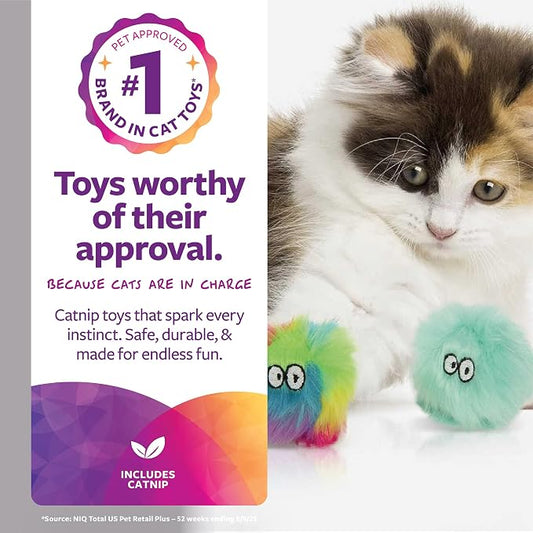 SmartyKat Fuzzy Friends Plush Catnip Ball Cat Toys - Image 2