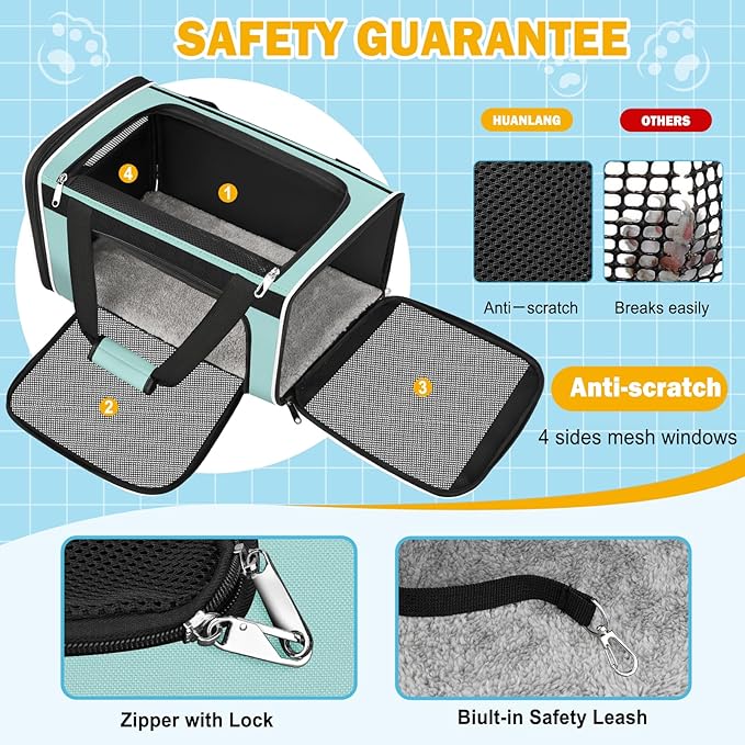 HUANLANG Soft-Sided Cat Carrier Airline Approved, Dog Carriers - Image 4