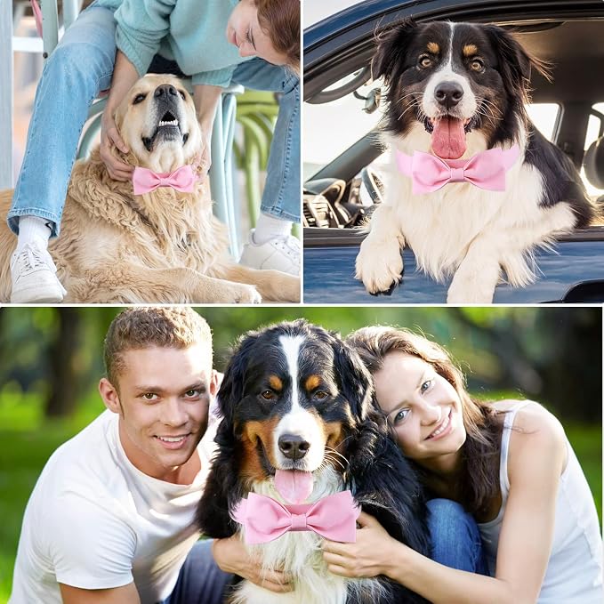 Segarty Dog Bow Ties for Large Dogs Neck Girth 16.5-21.3in, Adjustable Pink - Image 3