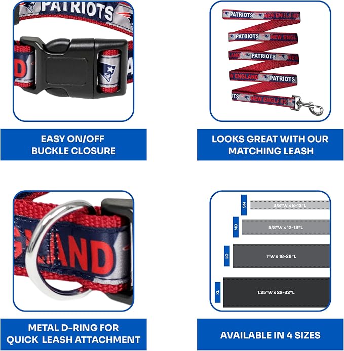 NFL PET Collar New England Patriots Dog Collar, Large Football Team Collar - Image 6