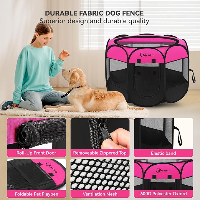 Dog Cat Playpen, Large Puppy Pet Playpen, Dog Crate Tent Cage Indoor/Outdoor - Image 5