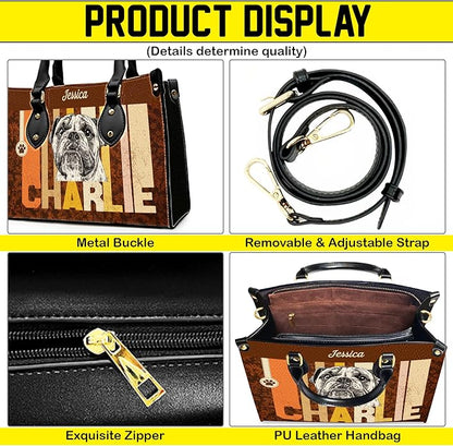 Personalized Pet Mom Leather Handbag – Custom Name Dog Cat Photo Purse - Image 4