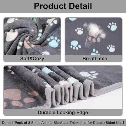 Dono 1 Pack 3 Dog Blankets for Small Dogs, Soft Fluffy Paw Print Pattern Fleece - Image 5