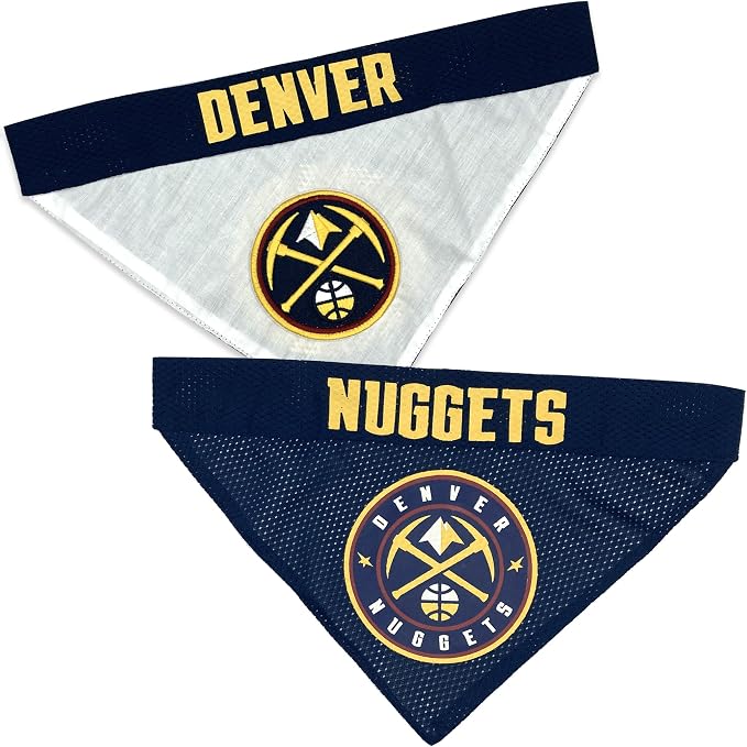 Pets First NBA Dog Bandana -Denver Nuggets Reversible Bandana. 2 Sided Home & by PETSFIRST