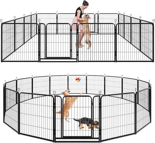 Dog Playpen Outdoor Extra Wide 16 Piece Panels Heavy Duty Dog Fence 32" Height by Committedtobetterpetlife