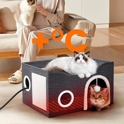 Indoor Heated Cat House, Adjustable Temperature Cat Heating Bed - Image 8
