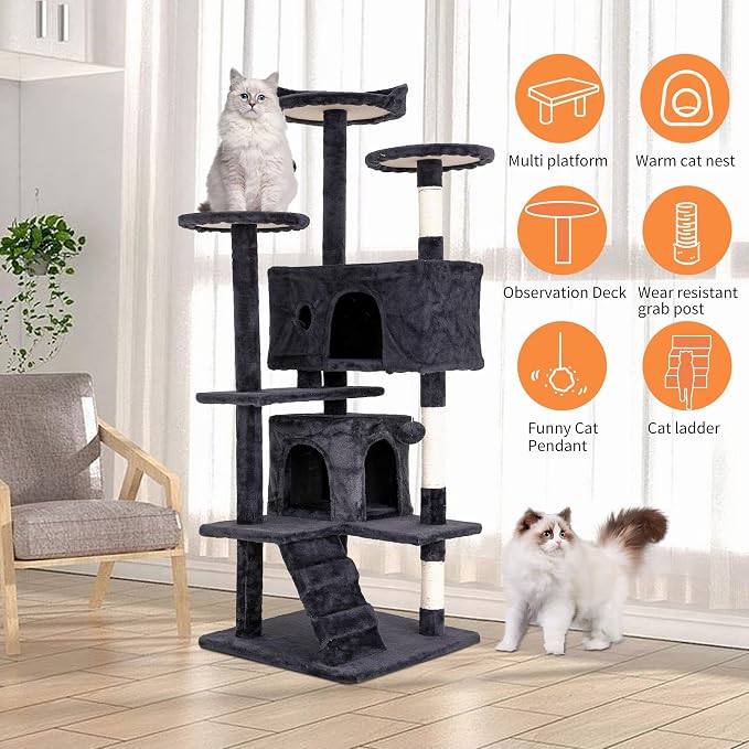 Cat Tree for Indoor Cats, Space Saving Cat Activity Center, Durable Pet Play - Image 2